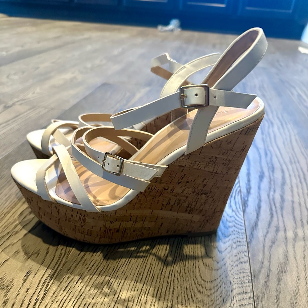 White Wedge Heels